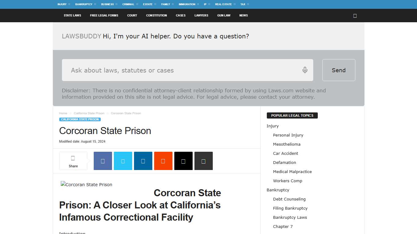 Corcoran State Prison - LAWS.com